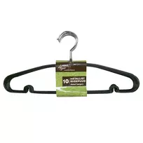 Home4You Drabužių pakabos 10 vnt. / rinkinys, neslystantis metalas, juoda PVC danga
