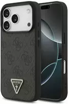 Original dėklas GUESS Leather 4G Triangle Strass MagSafe skirtas Apple iPhone 17 Pro juodos spalvos