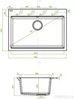 Granitinė virtuvinė plautuvė Laveo Tau SBT_7107, Juodas