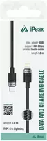 iPEAX TEXTILE CABLE USB-C / LIGHTNING 1M, USB 2.0 Juodas