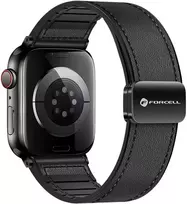 „Apple Watch“ dirželis Forcell F-Design FA21 magnetinis dirbtinės odos dirželis 42 / 44 / 45 / 49 mm, juodas