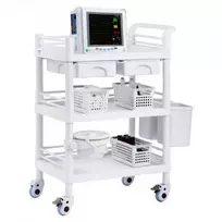 Vevor Medicininis vežimėlis su 3 lentynomis ir šiukšliadėžėmis
