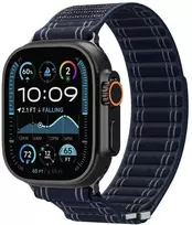 „Spigen Fabric Band“ apyrankė su lipdukais ir kilpelėmis, tamsiai mėlyna - „Apple Watch 49mm/46mm/45mm/44mm“