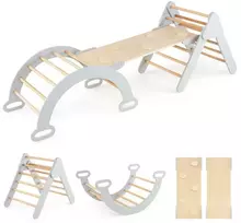 Promotions Vidaus laipiojimo rėmas, 4 viename Montessori laipiojimo trikampių rinkinys, 75x55x64 cm, pilkas