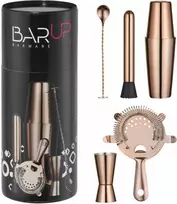 Bar Up Barmeno rinkinys tūbelėje, purtyklė, maišyklė, sietelis, purtytuvas, šaukštas - varis