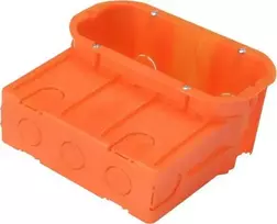 Ospel PP-F2X60GŁ-P-K Galinė instaliacinė dėžutė su dviguba įduba ir giliais varžtais 2 x Ø60 PP-F2X60GŁ-P-K