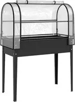 Aosom Pakeltas daržo lysvės su šiltnamio uždangalu, 100x49x136 cm, juoda, metalas