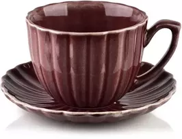 Affek Design EVIE BURGUNDY puodelis ir lėkštutė 300 ml