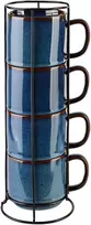 Affek Design EVIE DARK Mėlynas 4 puodelių ant stovo rinkinys (4 x 370 ml)