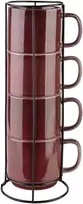 Affek Design EVIE BURGUNDY 4 puodelių ant stovo rinkinys (4 x 370 ml)