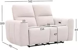 Home4You Sofa su reglaineriu MATIAS Dvivietė Šviesiai smėlio