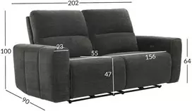 Home4You Sofa su reglaineriu MATIAS Trivietė Tamsiai pilka