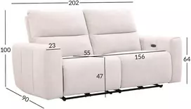 Home4You Sofa su reglaineriu MATIAS Trivietė Šviesiai smėlio