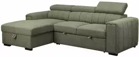 Home4You Kampinė sofa-lova ODELIA Šviesiai žalia, su patalynės dėže