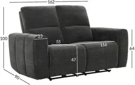 Home4You Sofa su reglaineriu MATIAS Dvivietė Tamsiai pilka