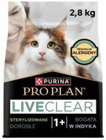 Sausas kačių maistas Purina Pro Plan Sterilised LiveClear, kalakutiena, 2.8 kg