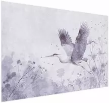 Artgeist Plakatas - Majestic Flight - crane in flight in a monochromatic, cool color palette