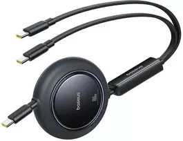 Baseus Kabelis przewód zwijany 2w1 USB-C 100W 1.2m - juoda