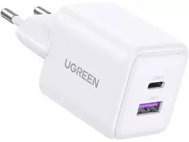 Sieninis įkroviklis UGREEN X516, 30W, 3A, 1 x USB-A - 1 x USB-C, baltas