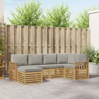 Lauko baldų komplektas Lauko sofos komplektas 6 pcs Balta ir šviesiai pilka