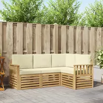Lauko baldų komplektas Lauko sofos komplektas 4 pcs Balta ir kreminė