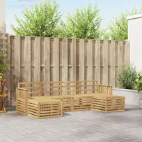 Lauko baldų komplektas Lauko sofos komplektas 5 vnt. 6 vietos Balta