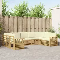 Lauko baldų komplektas Lauko sofos komplektas 7 pcs Balta ir kreminė