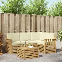 Lauko baldų komplektas Lauko sofos komplektas 5 pcs Balta ir kreminė 59 x 59 x 37 cm