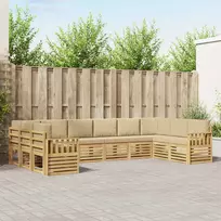 Lauko sofos komplektas 7 vnt. Balta ir Bežė Poliesteris