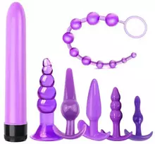 Analinių kištukų ir dildo rinkinys, violetinės