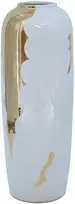 Home4You Vaza TITAN STONE D14xH38cm, baltas/auksinės upės spalvos
