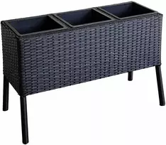 Home4You Gėlių dėžutė WICKER 78x33xH54cm, juoda