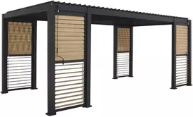 Home4You Dark Pavėsinė MIRADOR-111 su žaliuzinėmis sienelėmis 3x6m, tamsiai pilka
