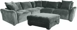 Home4You Kampinė sofa ir pufas DIVI mėtų žalia