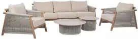 Lauko baldų komplektas Home4You Sodo baldų komplektas DIANA sofa, 2 foteliai ir 2 stalai, smėlio spalvos