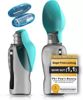 Paws Elegance kelioninė gertuvė šunims, 800 ml, su ėdalo talpykla ir dantų šepetėliu, turkio spalvos