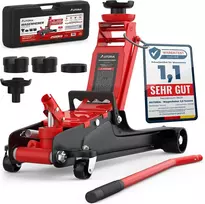 AUTORIA hidraulinis autokeltuvas 2,5 t, ekstra plonas, su transportavimo dėže ir 3 gumomis, raudonas, ATCJ2500RED