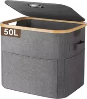 OUSFOT skalbinių krepšys 50 l, 600D Oxford audinys, sulankstomas, pilkas FLB-50L