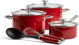 Emalio puodų rinkinys su priedais - 8 vnt. / KitchenAid