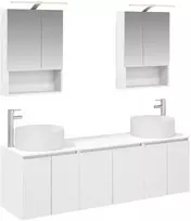 Vonios spintos komplektas 5 pcs Balta Apdirbta mediena