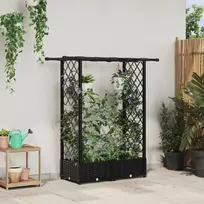 Pakeltas lovas su trelėmis ir stogu Juodas 122,5 x 40 x 123 cm