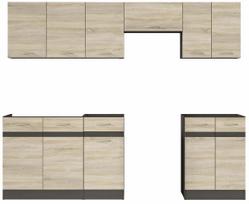 Virtuvės baldų komplektas Junona Line, smėlio sp./sonoma ąžuolo sp./wenge, 2.4 m