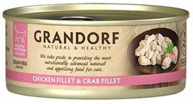 Šlapias kačių maistas Grandorf Natural & Healthy, vištiena/krabas, 0.07 kg