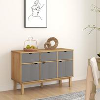 Šoninė spintelė OTTA, ruda/pilka, 114x43x73,5cm, pušies masyvas
