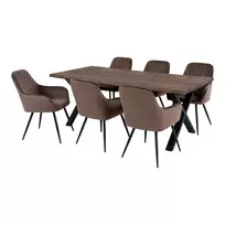 6 asmenų valgomojo rinkinys | 57/95 x 75/87 x 65/200 cm | Ruda | Ruda