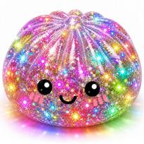 Antistresinis minkštukas „Dumpling Squishy“ su blizgučiais ir šviečiančiu LED