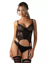 Obsessive Lune Bellis Corset & Thong Black - XL/XXL