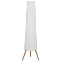 LED pastatomas šviestuvas svetainei, pritemdomas, medinis, su trikoju, grindinis šviestuvas su kojiniu jungikliu, 46 x 46 x 153 cm, baltas