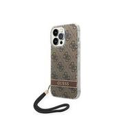 Guess GUOHCP14LH4STW iPhone 14 Pro 6.1 brown / brown hardcase 4G Print Strap