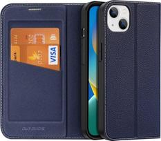Skin X2 dėklas iPhone 14 Plus dėklui su magnetiniu atvartu mėlynos spalvos